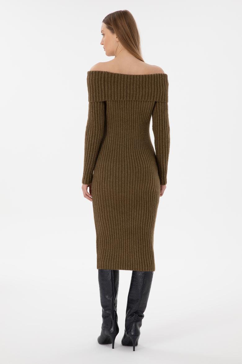 Kadın Haki Midi Boy Triko Elbise - 50293031013