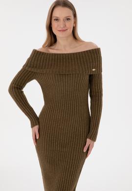 Kadın Haki Midi Boy Triko Elbise - 50293031013