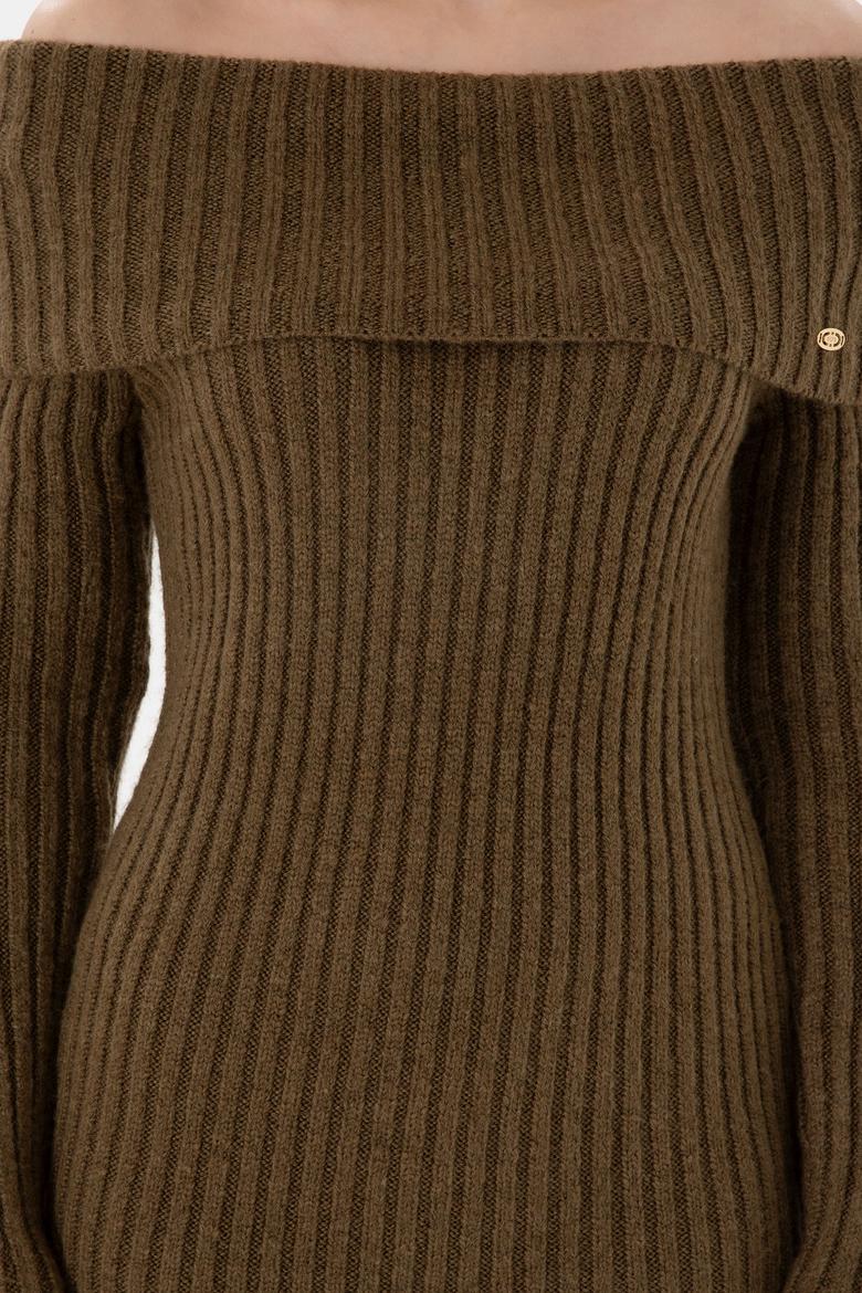Kadın Haki Midi Boy Triko Elbise - 50293031013