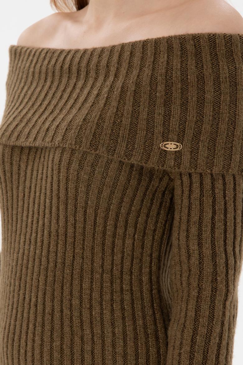 Kadın Haki Midi Boy Triko Elbise - 50293031013