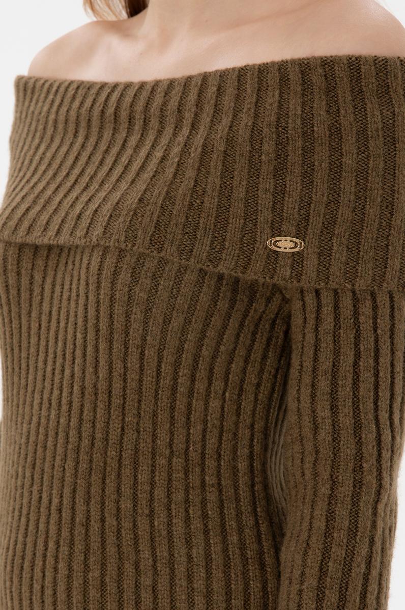 Kadın Haki Midi Boy Triko Elbise