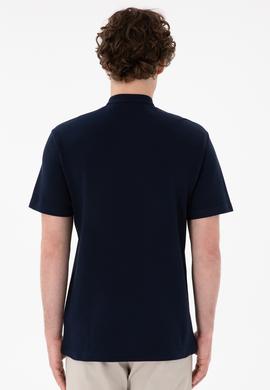 Erkek Regular Fit Hakim Yaka Lacivert Basic Tişört - 50305914011