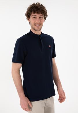 Erkek Regular Fit Hakim Yaka Lacivert Basic Tişört - 50305914011