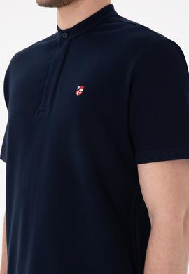 Erkek Regular Fit Hakim Yaka Lacivert Basic Tişört - 50305914011