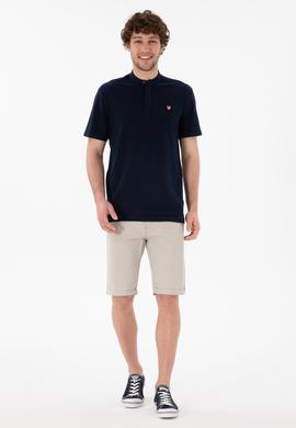 Erkek Regular Fit Hakim Yaka Lacivert Basic Tişört - 50305914011