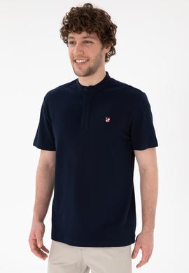 Erkek Regular Fit Hakim Yaka Lacivert Basic Tişört - 50305914011