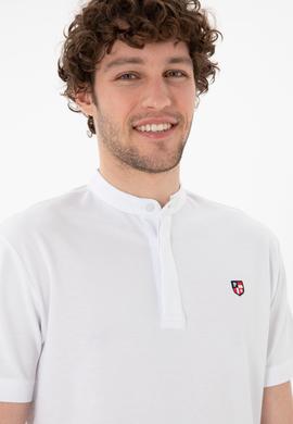 Erkek Regular Fit Hakim Yaka Beyaz Basic Tişört - 50305914001