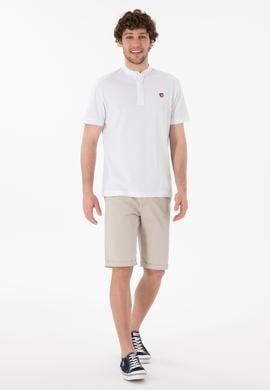 Erkek Regular Fit Hakim Yaka Beyaz Basic Tişört - 50305914001