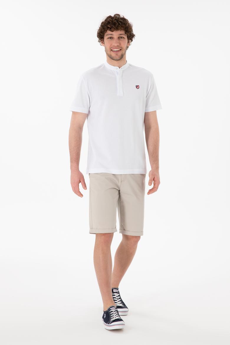 Erkek Regular Fit Hakim Yaka Beyaz Basic Tişört - 50305914001