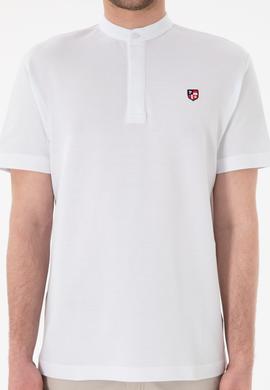 Erkek Regular Fit Hakim Yaka Beyaz Basic Tişört - 50305914001