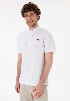 Erkek Regular Fit Hakim Yaka Beyaz Basic Tişört - 50305914001