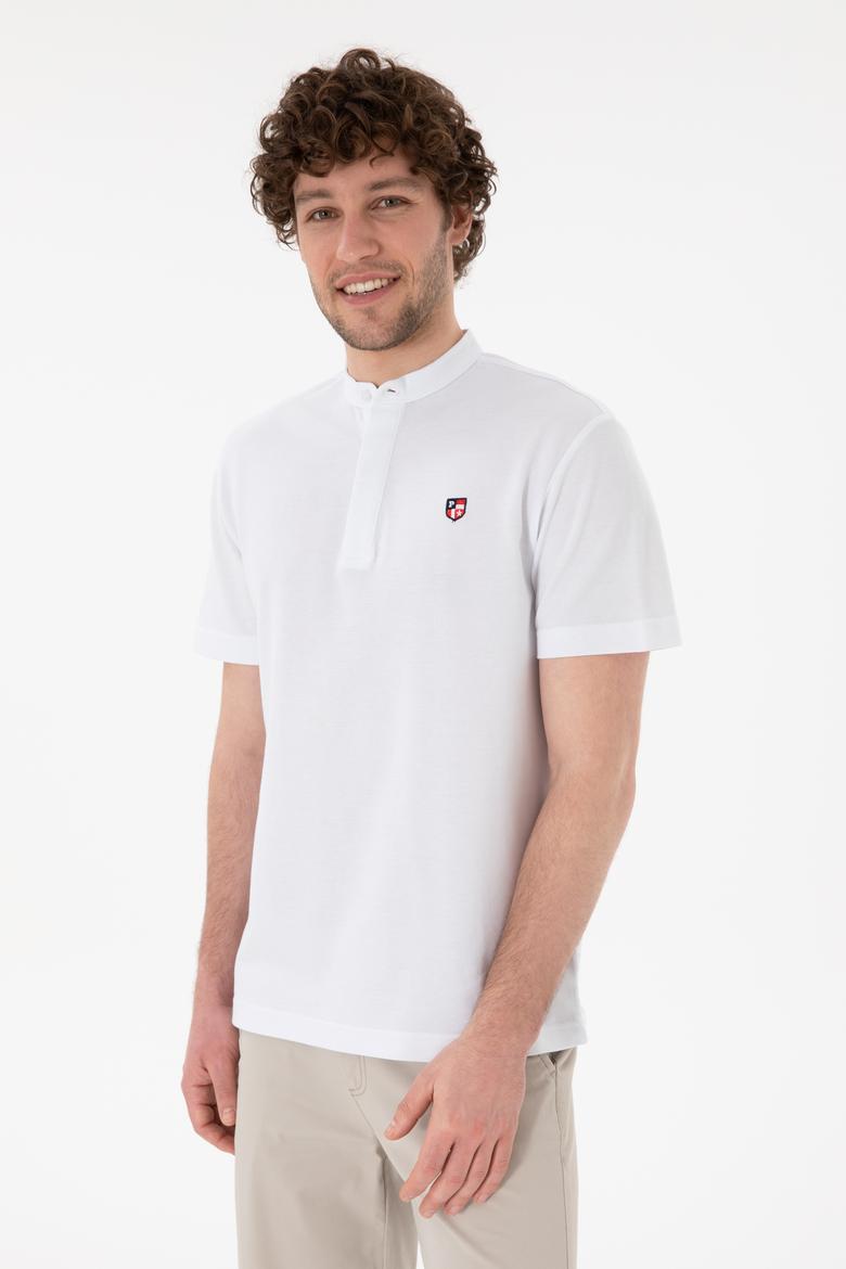 Erkek Regular Fit Hakim Yaka Beyaz Basic Tişört - 50305914001