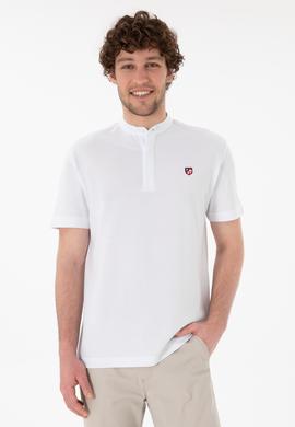 Erkek Regular Fit Hakim Yaka Beyaz Basic Tişört - 50305914001