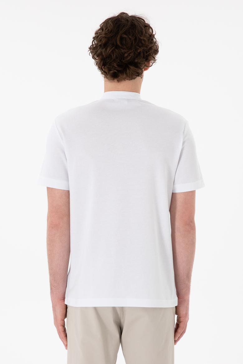 Erkek Regular Fit Hakim Yaka Beyaz Basic Tişört - 50305914001