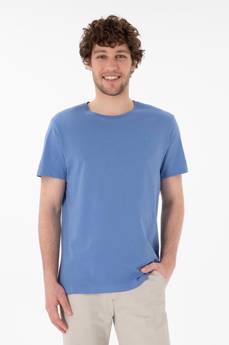 Erkek Regular Fit Bisiklet Yaka Koyu Mavi Basic Tişört