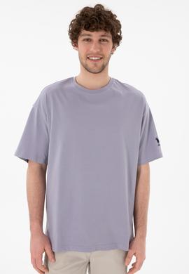 Erkek Oversize Fit Bisiklet Yaka Gri Tişört - 50305859100