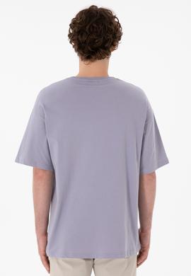 Erkek Oversize Fit Bisiklet Yaka Gri Tişört - 50305859100