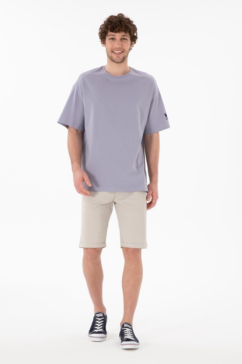 Erkek Oversize Fit Bisiklet Yaka Gri Tişört - 50305859100