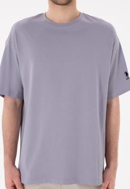 Erkek Oversize Fit Bisiklet Yaka Gri Tişört - 50305859100