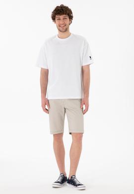 Erkek Oversize Fit Bisiklet Yaka Beyaz Tişört - 50305859007