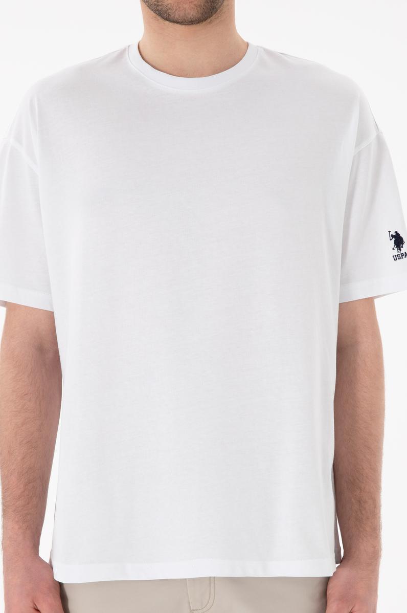 Erkek Oversize Fit Bisiklet Yaka Beyaz Tişört