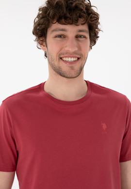 Erkek Regular Fit Bisiklet Yaka Vişne Basic Tişört - 50305924178