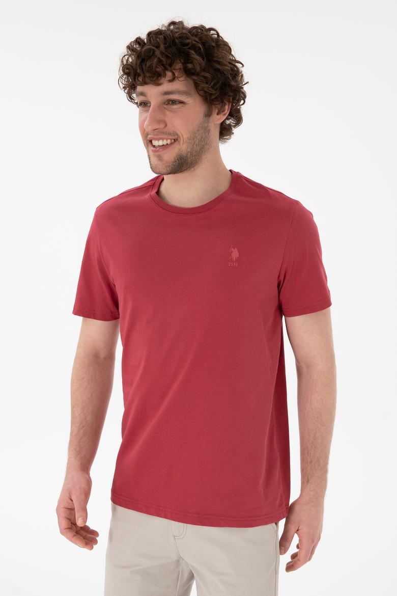 Erkek Regular Fit Bisiklet Yaka Vişne Basic Tişört - 50305924178