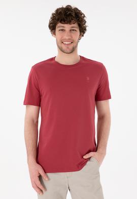Erkek Regular Fit Bisiklet Yaka Vişne Basic Tişört - 50305924178