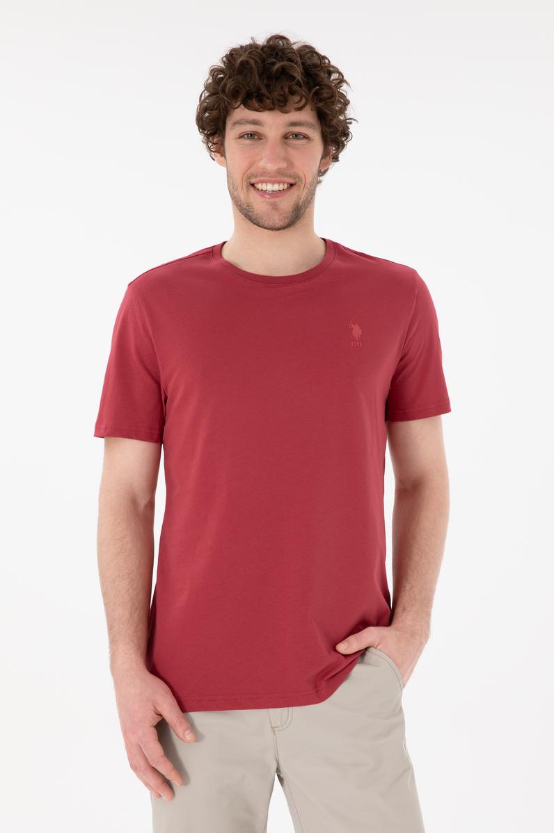 Erkek Regular Fit Bisiklet Yaka Vişne Basic Tişört