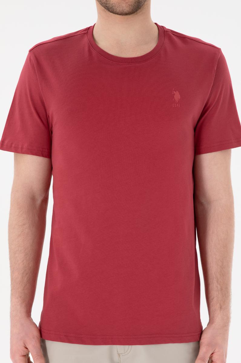 Erkek Regular Fit Bisiklet Yaka Vişne Basic Tişört