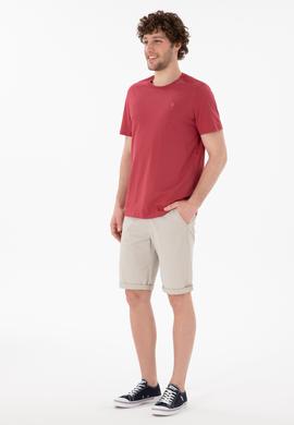 Erkek Regular Fit Bisiklet Yaka Vişne Basic Tişört - 50305924178