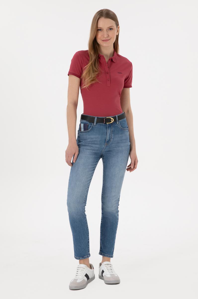 Kadın Mavi Slim High Waist Fit Jean Pantolon