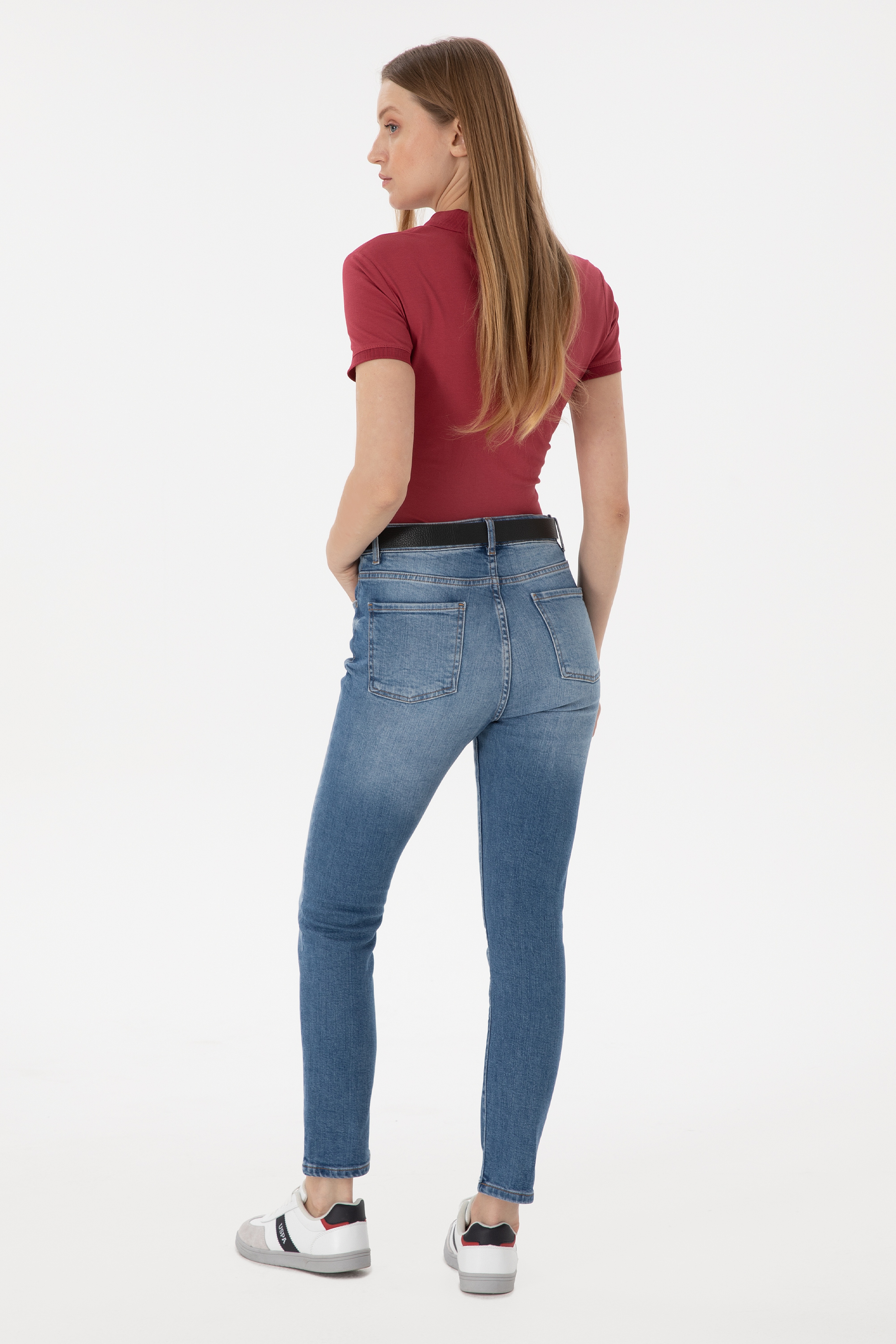 Kadın Mavi Slim High Waist Fit Jean Pantolon - Image 4