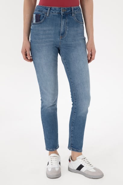 Kadın Mavi Slim High Waist Fit Jean Pantolon