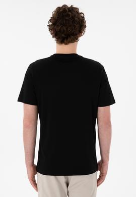 Erkek Regular Fit Bisiklet Yaka Siyah Basic Tişört - 50305928018