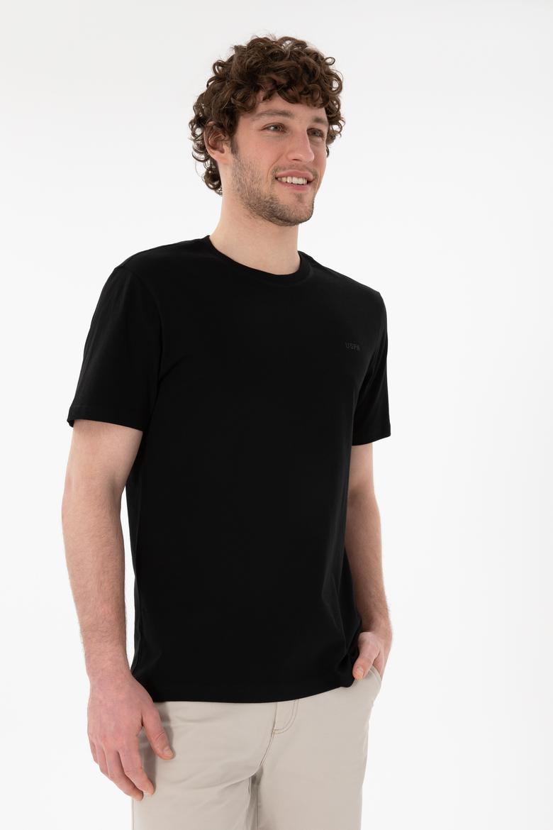 Erkek Regular Fit Bisiklet Yaka Siyah Basic Tişört - 50305928018