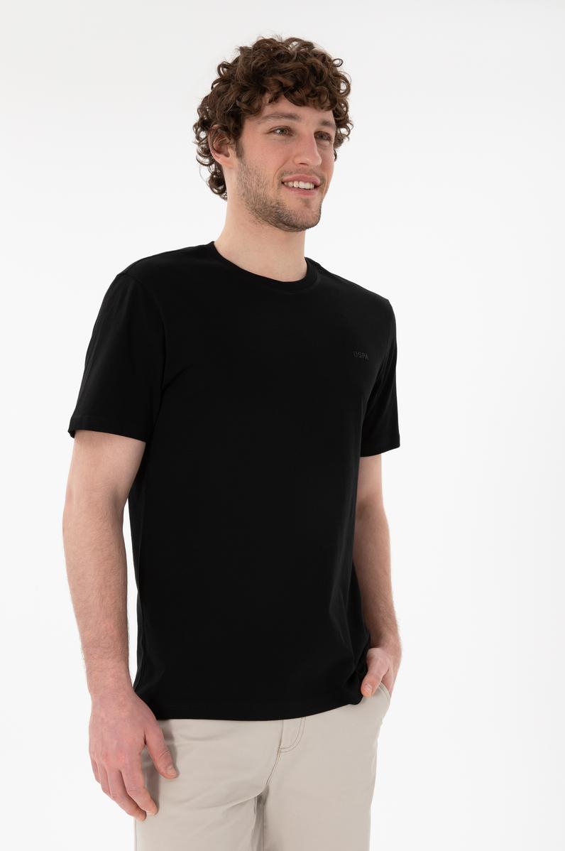 Erkek Regular Fit Bisiklet Yaka Siyah Basic Tişört