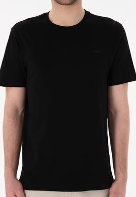 Erkek Regular Fit Bisiklet Yaka Siyah Basic Tişört - 50305928018