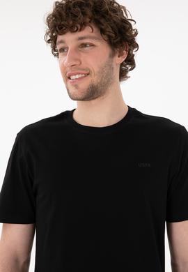 Erkek Regular Fit Bisiklet Yaka Siyah Basic Tişört - 50305928018