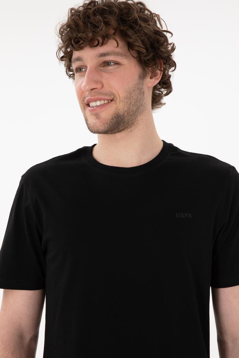 Erkek Regular Fit Bisiklet Yaka Siyah Basic Tişört - 50305928018