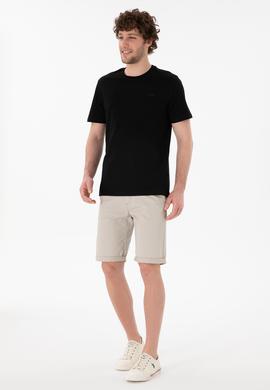 Erkek Regular Fit Bisiklet Yaka Siyah Basic Tişört - 50305928018