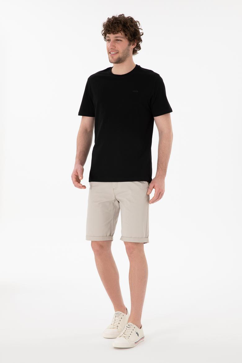 Erkek Regular Fit Bisiklet Yaka Siyah Basic Tişört - 50305928018