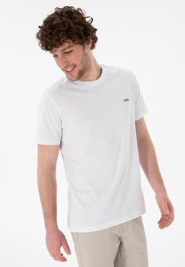 Erkek Regular Fit Bisiklet Yaka Beyaz Basic Tişört - 50305928001