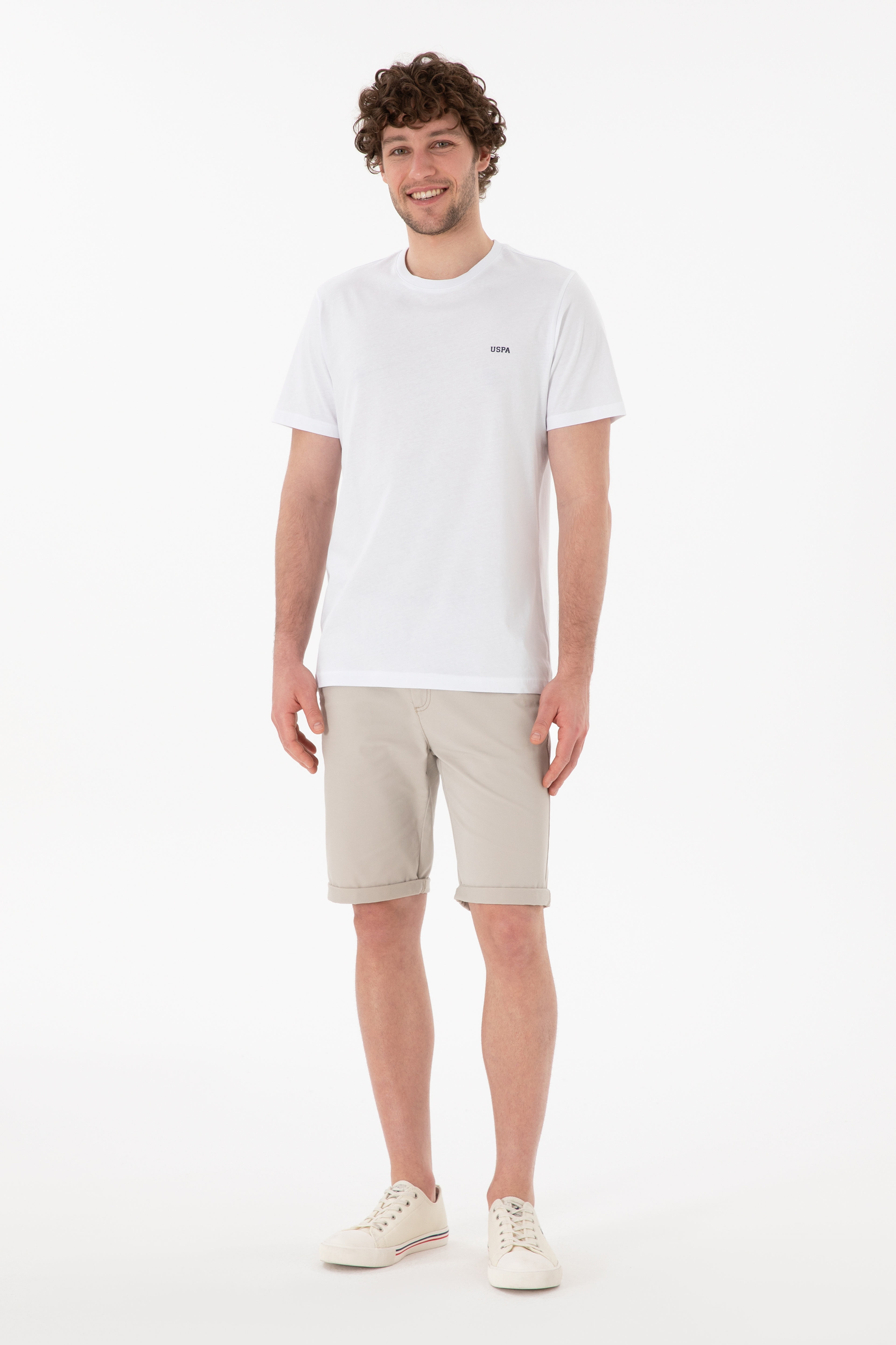 Erkek Regular Fit Bisiklet Yaka Beyaz Basic Tişört - Image 5