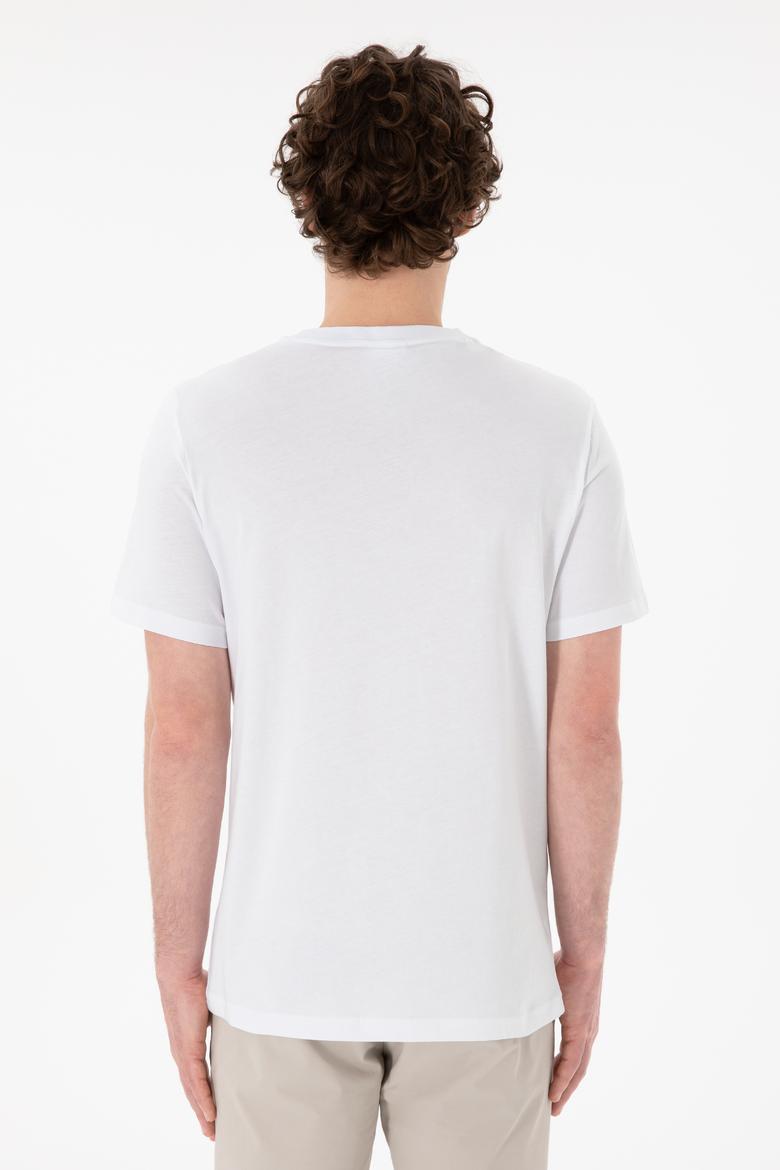 Erkek Regular Fit Bisiklet Yaka Beyaz Basic Tişört - 50305928001