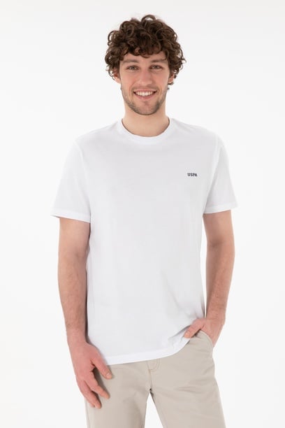 Erkek Regular Fit Bisiklet Yaka Beyaz Basic Tişört