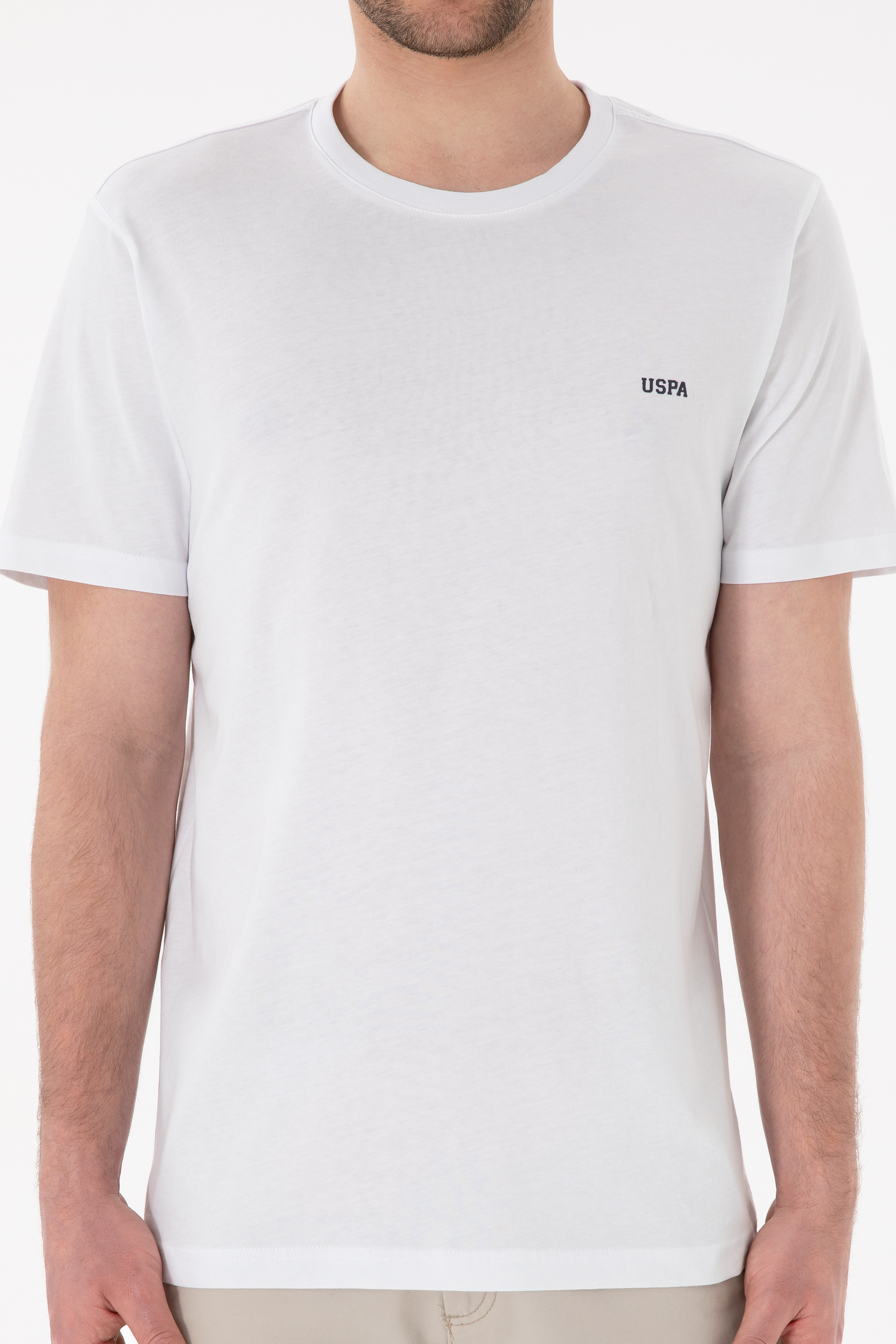 Erkek Regular Fit Bisiklet Yaka Beyaz Basic Tişört