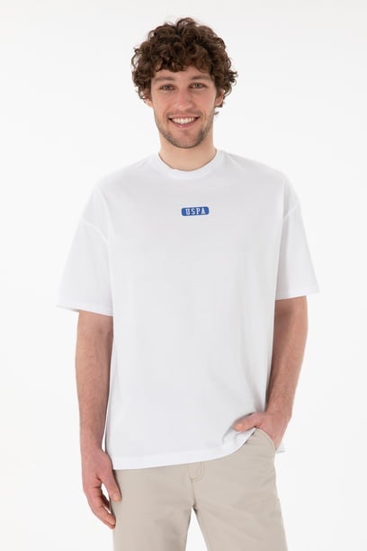 Erkek Oversize Fit Bisiklet Yaka Beyaz Tişört