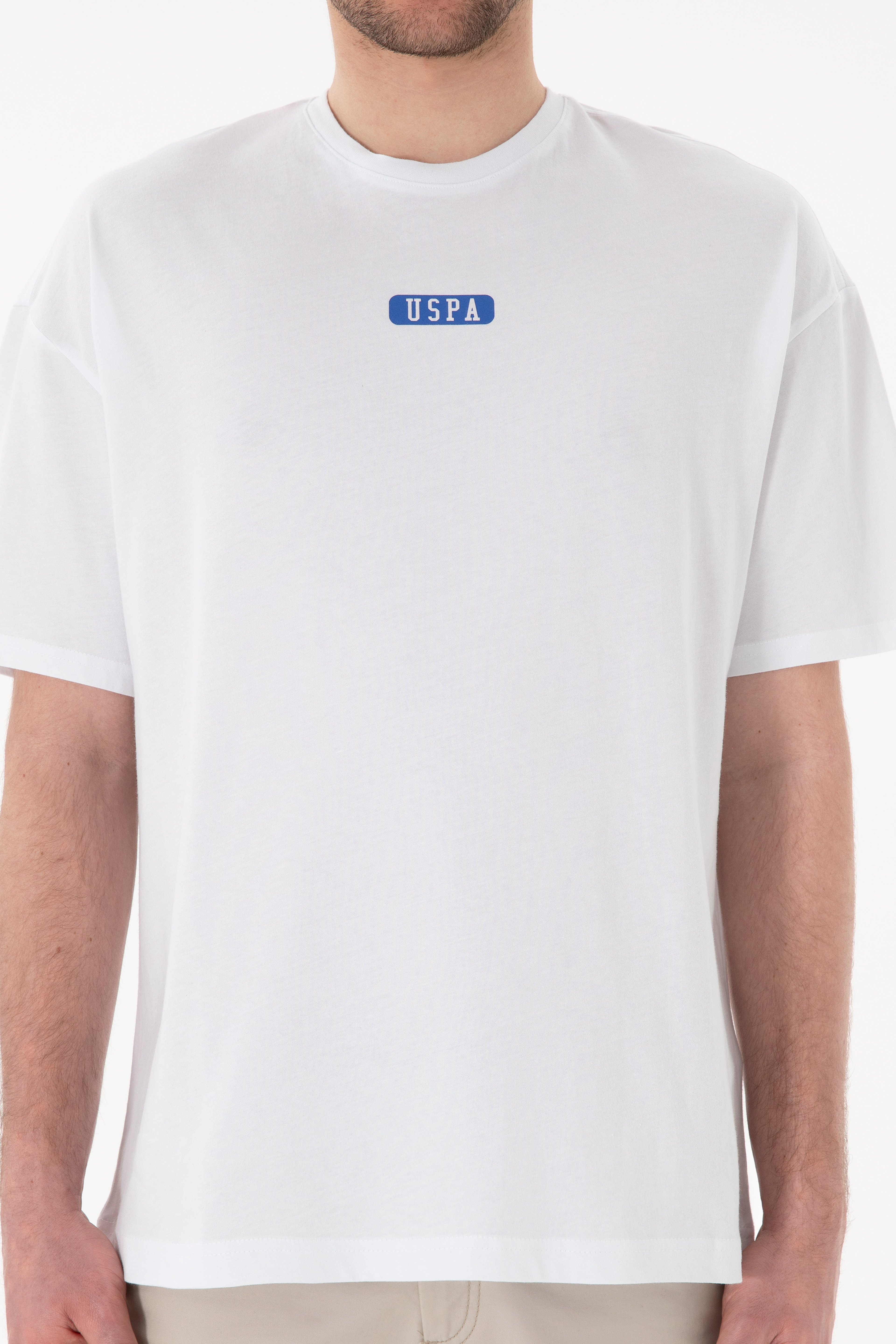 Erkek Oversize Fit Bisiklet Yaka Beyaz Tişört - Image 7