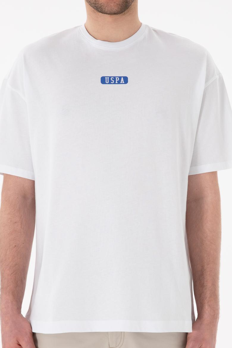 Erkek Oversize Fit Bisiklet Yaka Beyaz Tişört - 50305923017